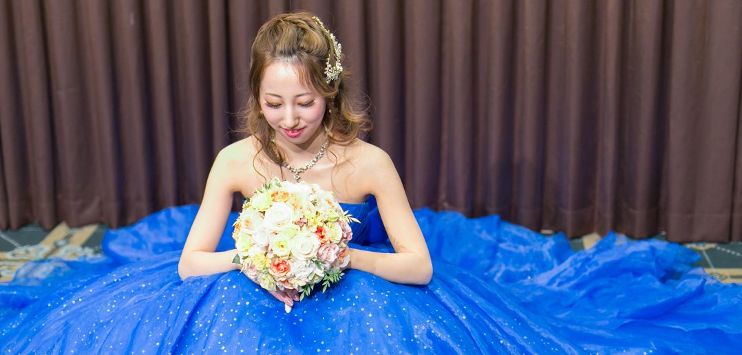 池袋ホテルメトロポリタン　結婚式　お色直し　ブルーカラードレス