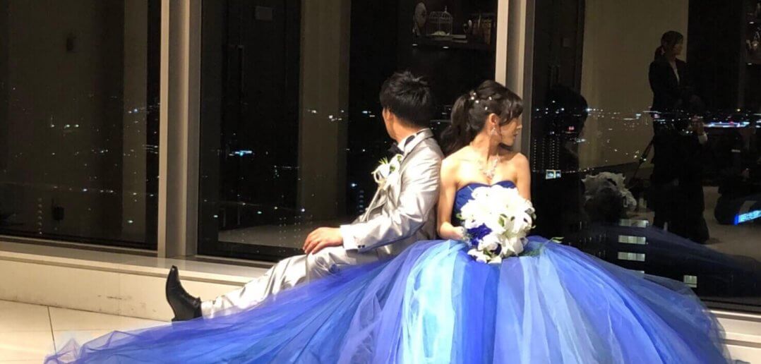 ザ･スタイル 岡山　結婚式　カラードレス　ブルーグラデーション